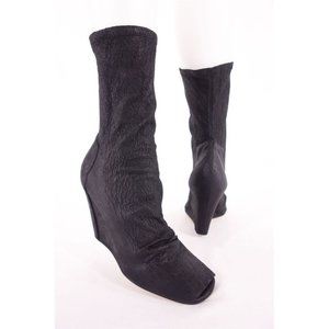 RICK OWENS 40 10 Black Peep-Toe Stretch Ankle Boot